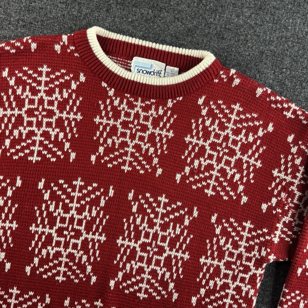 SNOWDRIFT Snowflake acrylic sweater Large 80s 90s Vintage